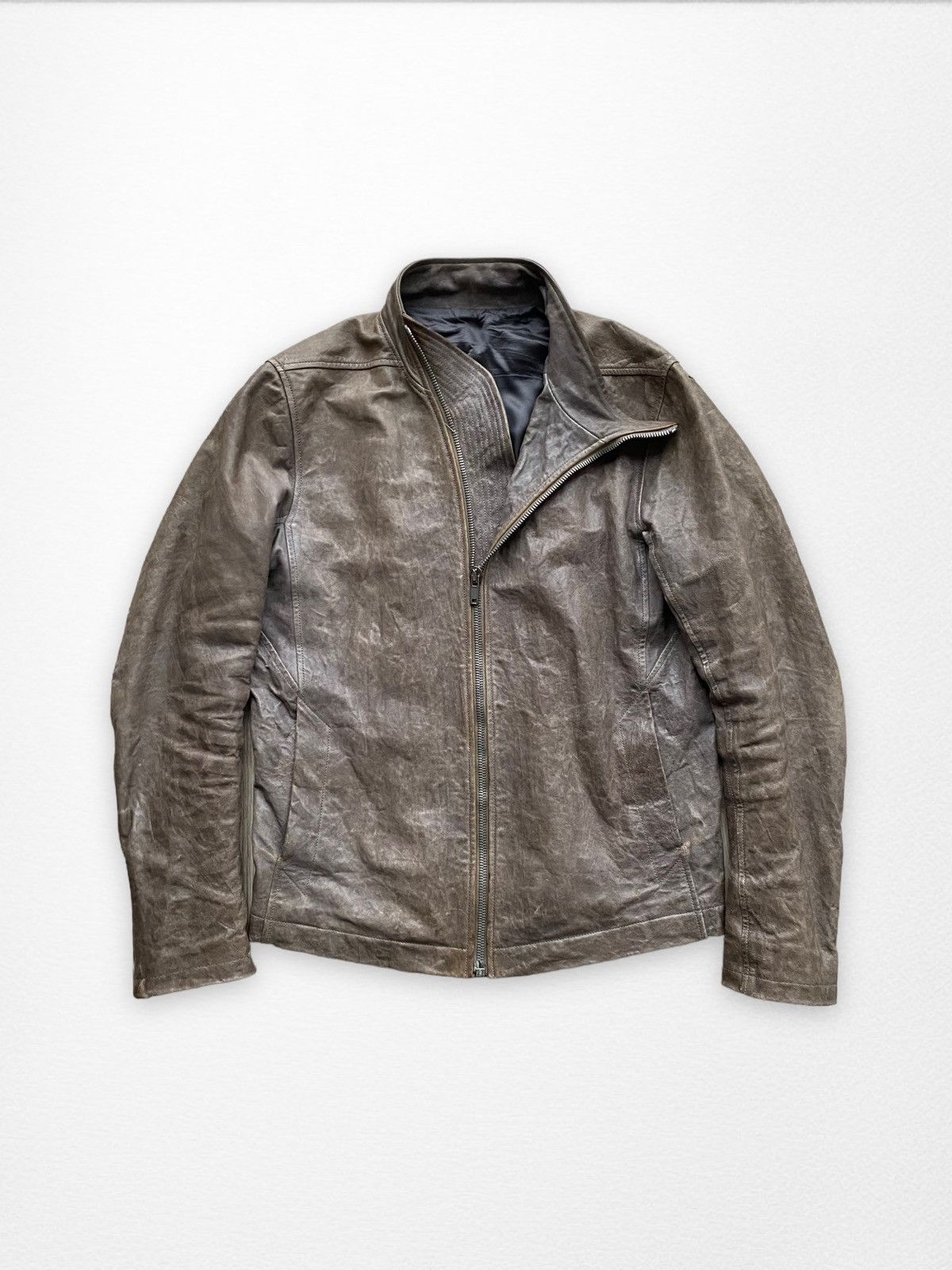 image of Rick Owens Molino Lamb Leather Jacket Crust Fw09 in Brown Tan, Men's (Size Large)