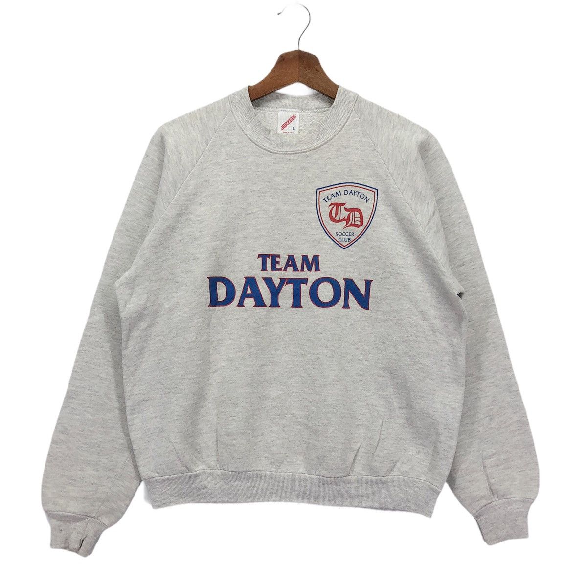 image of American College x Collegiate Vintage Team Dayton Soccer Club College Crewneck in Grey (Size Large)