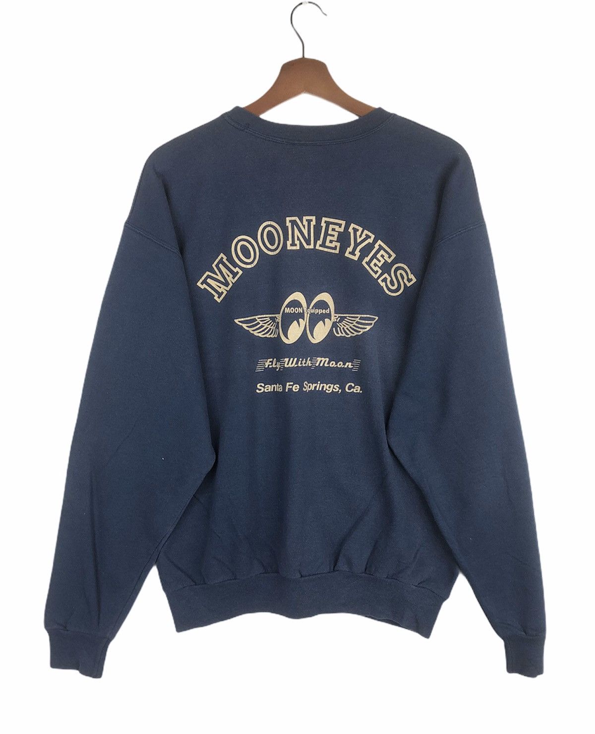image of Racing x Vintage Mooneyes Crewneck in Navy, Men's (Size Medium)