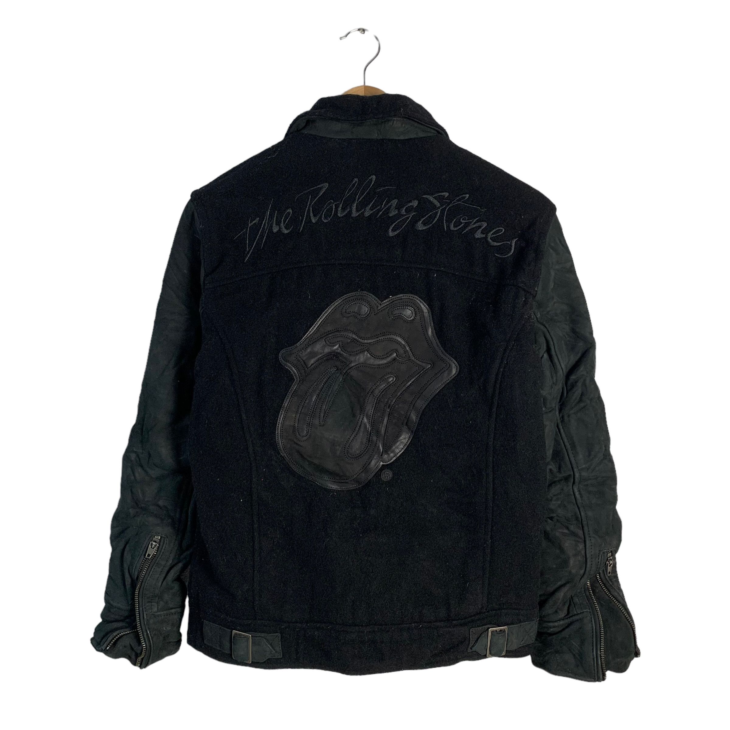 image of Jack Rose x The Rolling Stones Jackrose Vintage The Rolling Stones Leather Jacket in Black (Size Sm