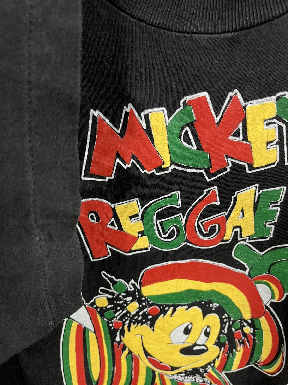 Mickey Mouse × Rap Tees × Vintage Vintage 90s Mickey Mouse Reggae Rasta Single Stitch Shirt Size US L / EU 52-54 / 3 - 5 Thumbnail