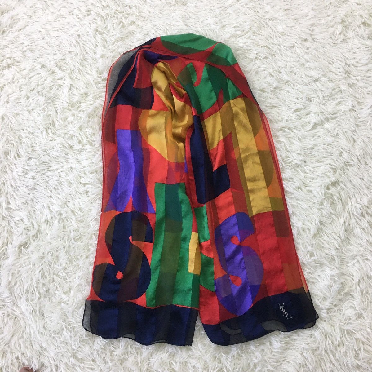 Yves Saint Laurent YSL Colour way Scarf / Neckerchief Size ONE SIZE - 4 Thumbnail