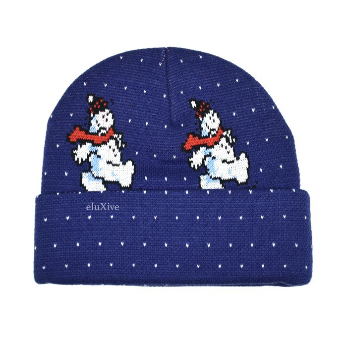 Supreme Supreme Snowman Logo Knit Beanie Navy FW21 DS | Grailed