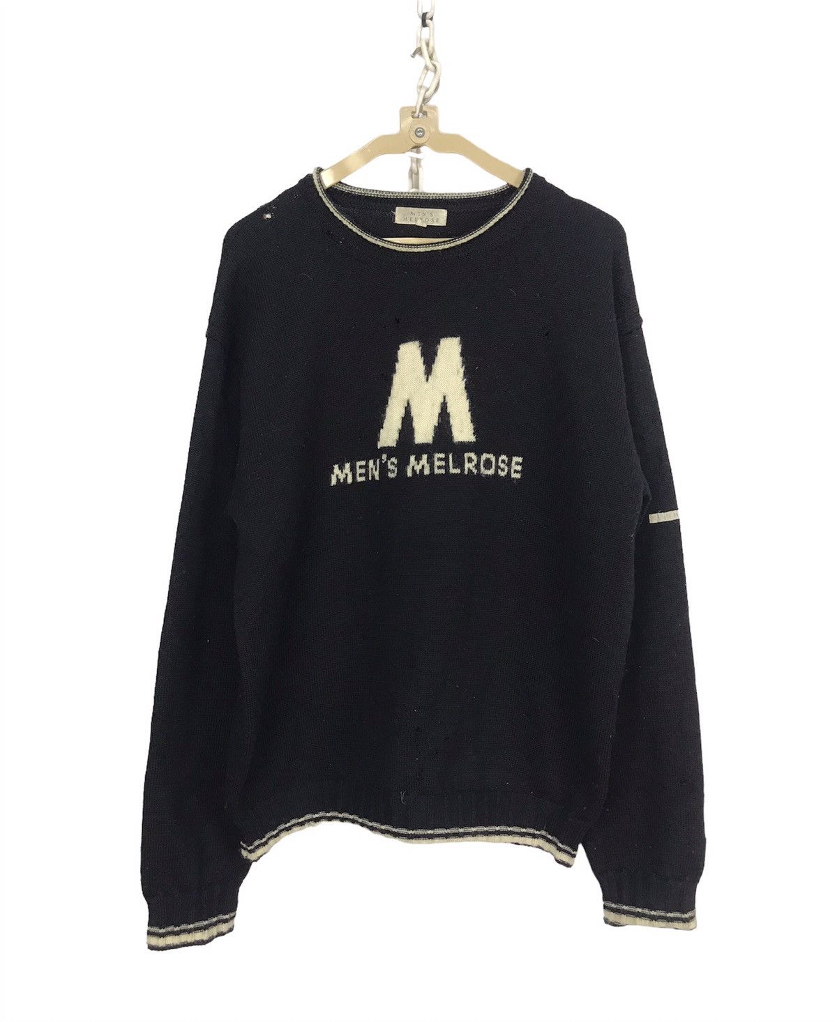 Designer × Japanese Brand × Melrose Men’s melrose printed wool distressed knit sweatshirt Size US L / EU 52-54 / 3 - 1 Thumbnail