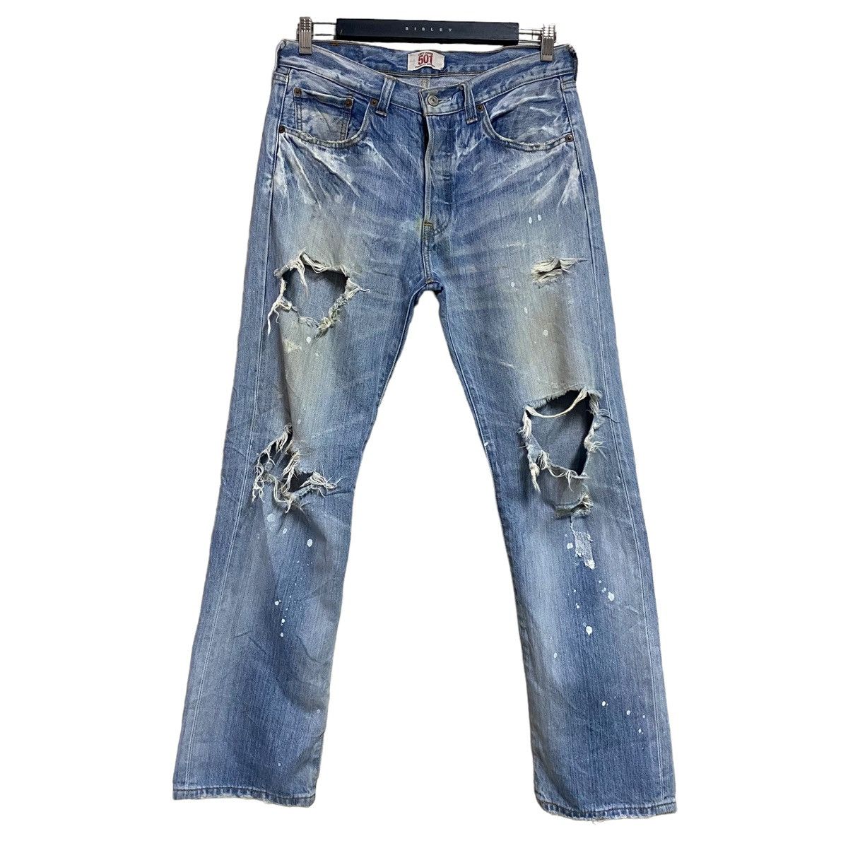 image of Distressed Denim x Levis Y2K Levis 501 Painter Jeans Grunge 32X31 in Blue, Men's