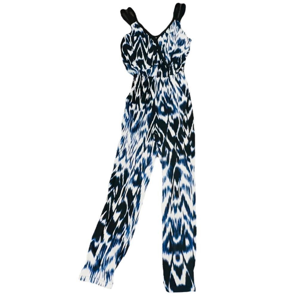 NICOLE MILLER Batik Skin Blue Black White Snakeskin Sleevele
