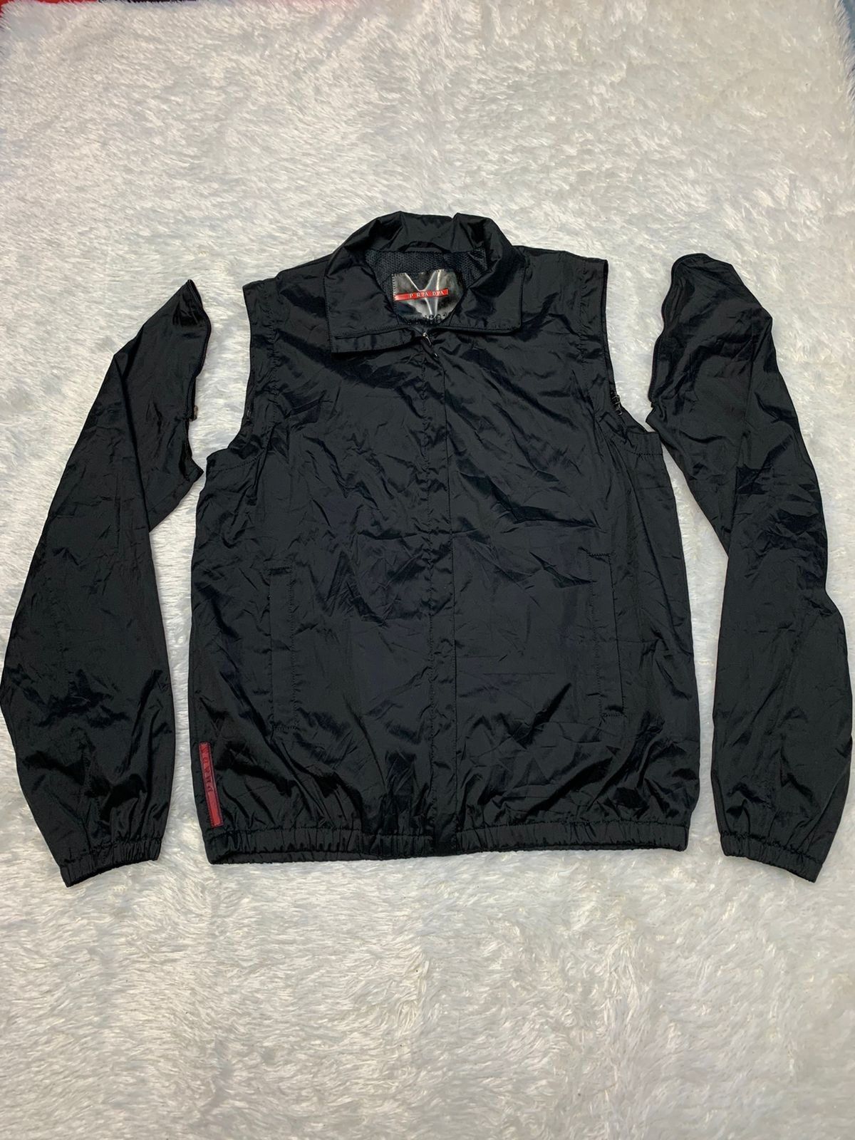 image of Prada Removable Sleeve Nylon Jacket in Black, Men's (Size Small)