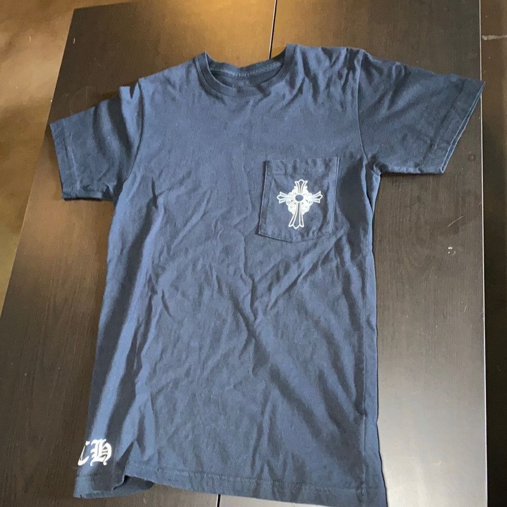 image of Chrome Hearts Cross Los Angeles Pocket Tee in Black, Men's (Size Small)