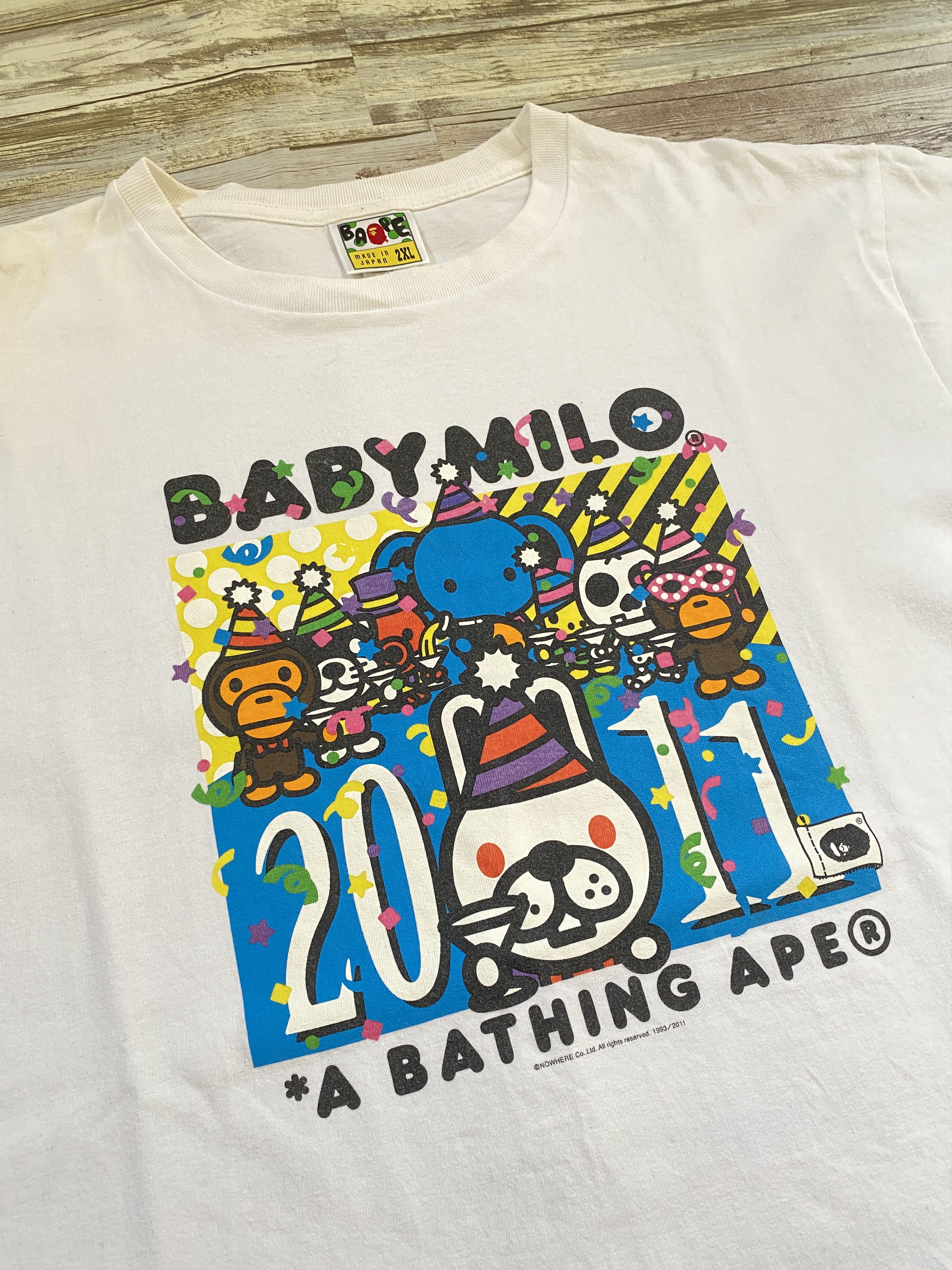 image of Bape 2011 Baby Milo Party Tee in White, Men's (Size 2XL)