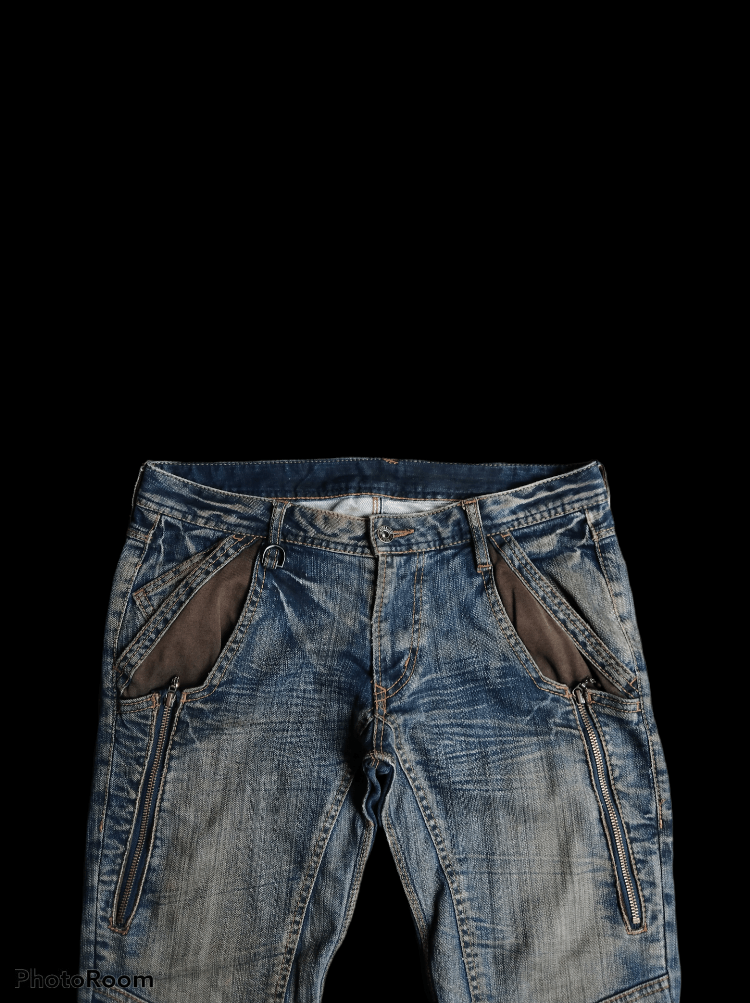 Nicole Club DiSTRESSED FLARE ZIPPER MULTIPOCKET NICOLE DENIM PANTS Size US 31 - 3 Thumbnail