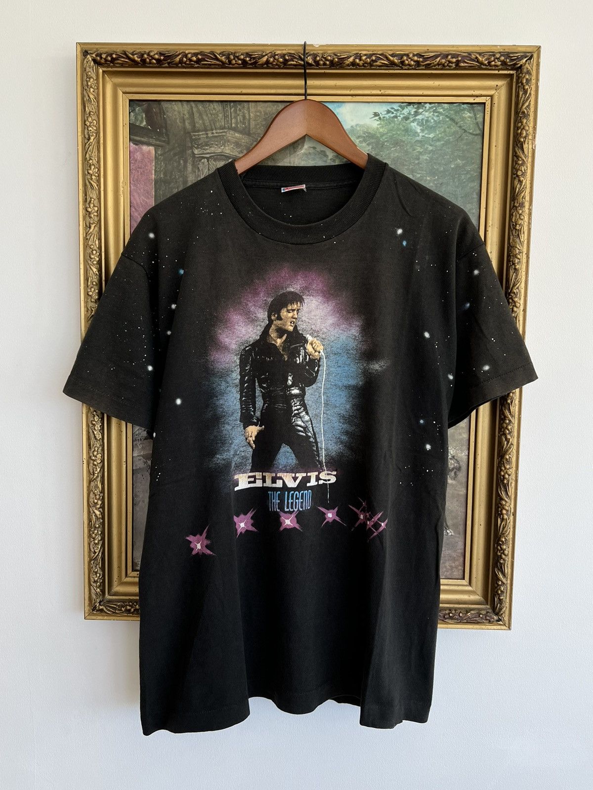 Band Tees Vintage 90s Elvis Presley The Legend Faded Black Tee Size US L / EU 52-54 / 3 - 3 Thumbnail