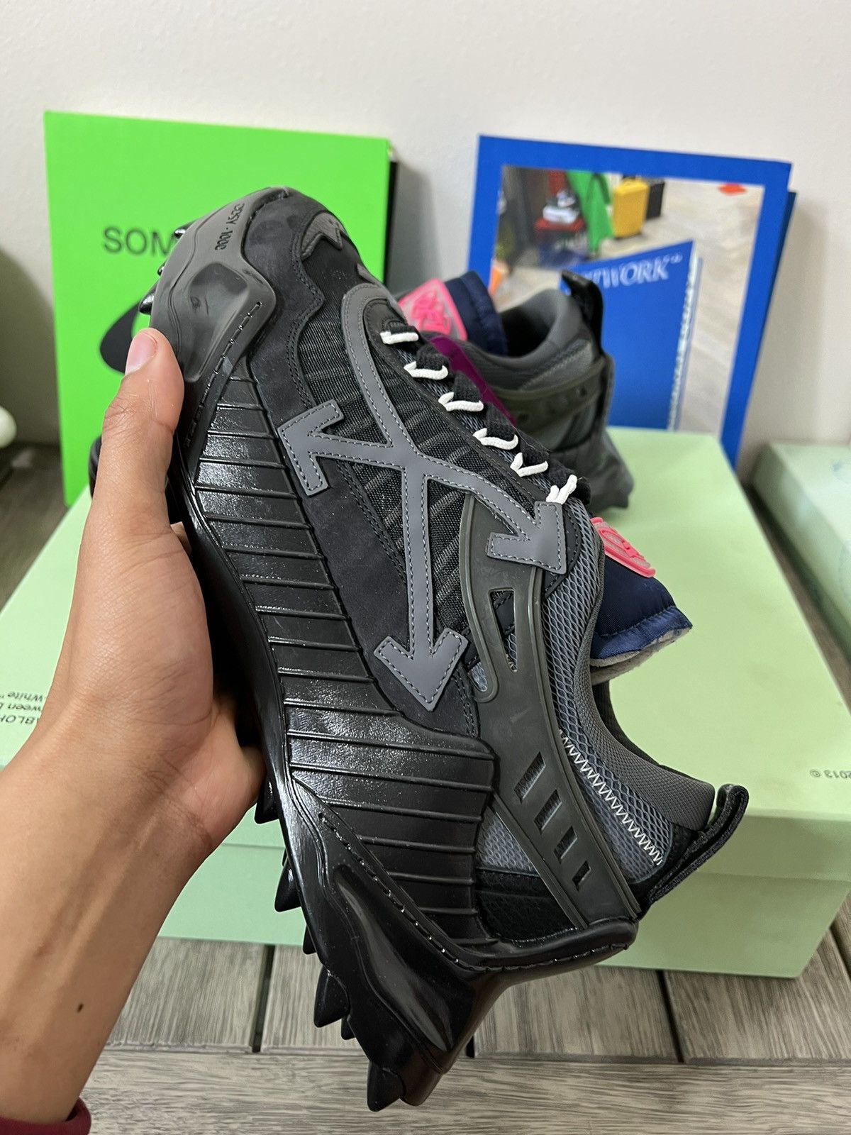 Off-White OFF-WHITE ODSY-1000 Triple Black Sneakers Size US 11.5 / EU 44-45 - 3 Thumbnail