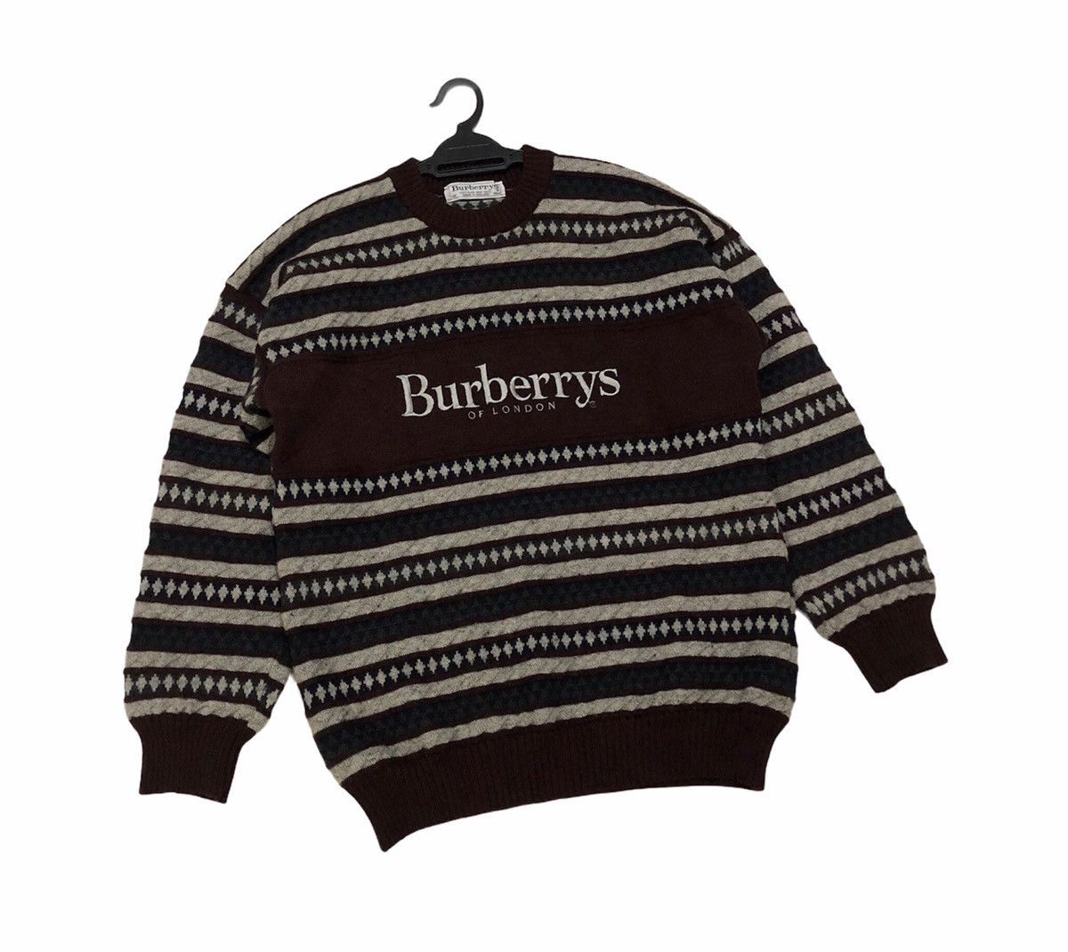 Burberry VTG Burberrys Embroidered Knitwear Pure New Wool Sweatshirt Size US L / EU 52-54 / 3 - 3 Thumbnail