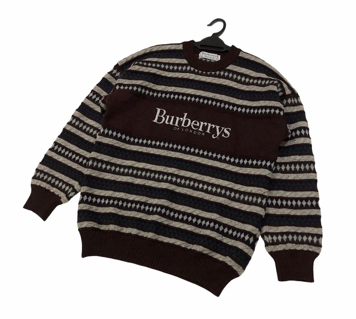 Burberry VTG Burberrys Embroidered Knitwear Pure New Wool Sweatshirt Size US L / EU 52-54 / 3 - 4 Thumbnail