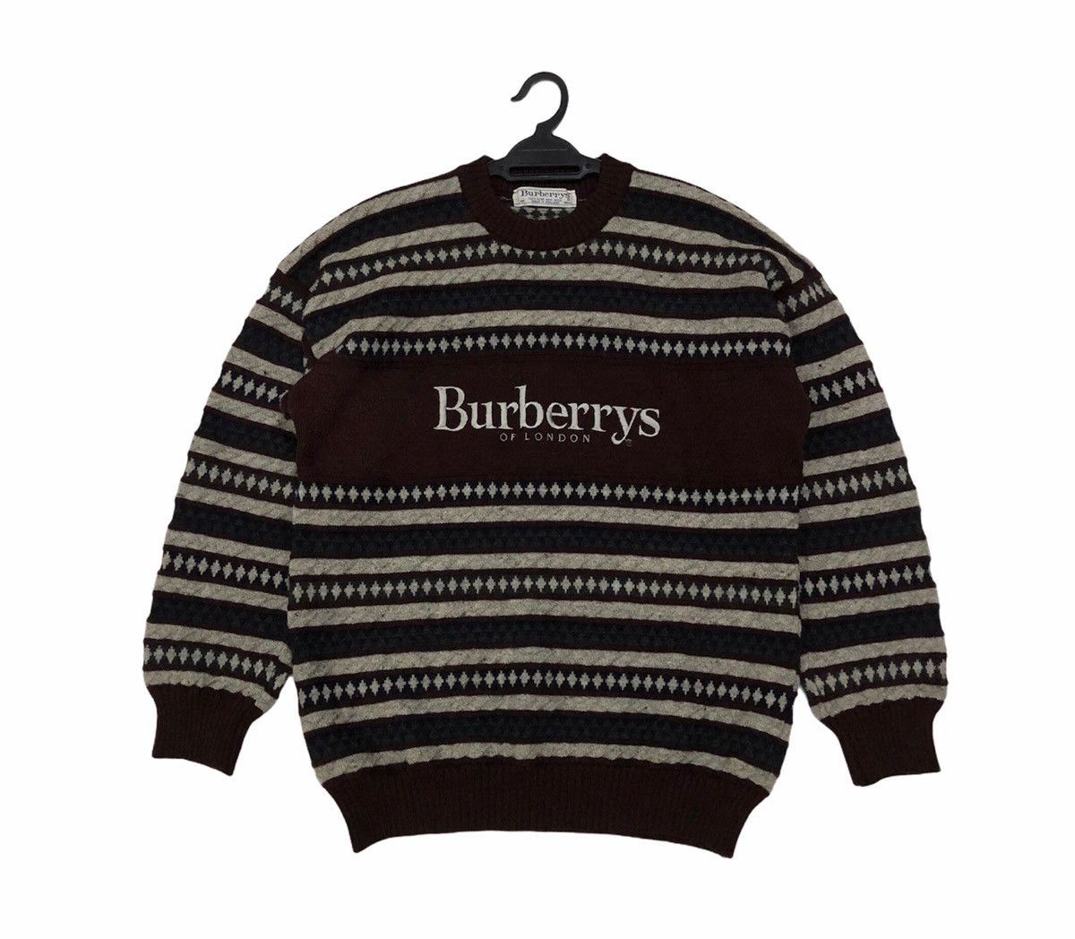 Burberry VTG Burberrys Embroidered Knitwear Pure New Wool Sweatshirt Size US L / EU 52-54 / 3 - 2 Thumbnail