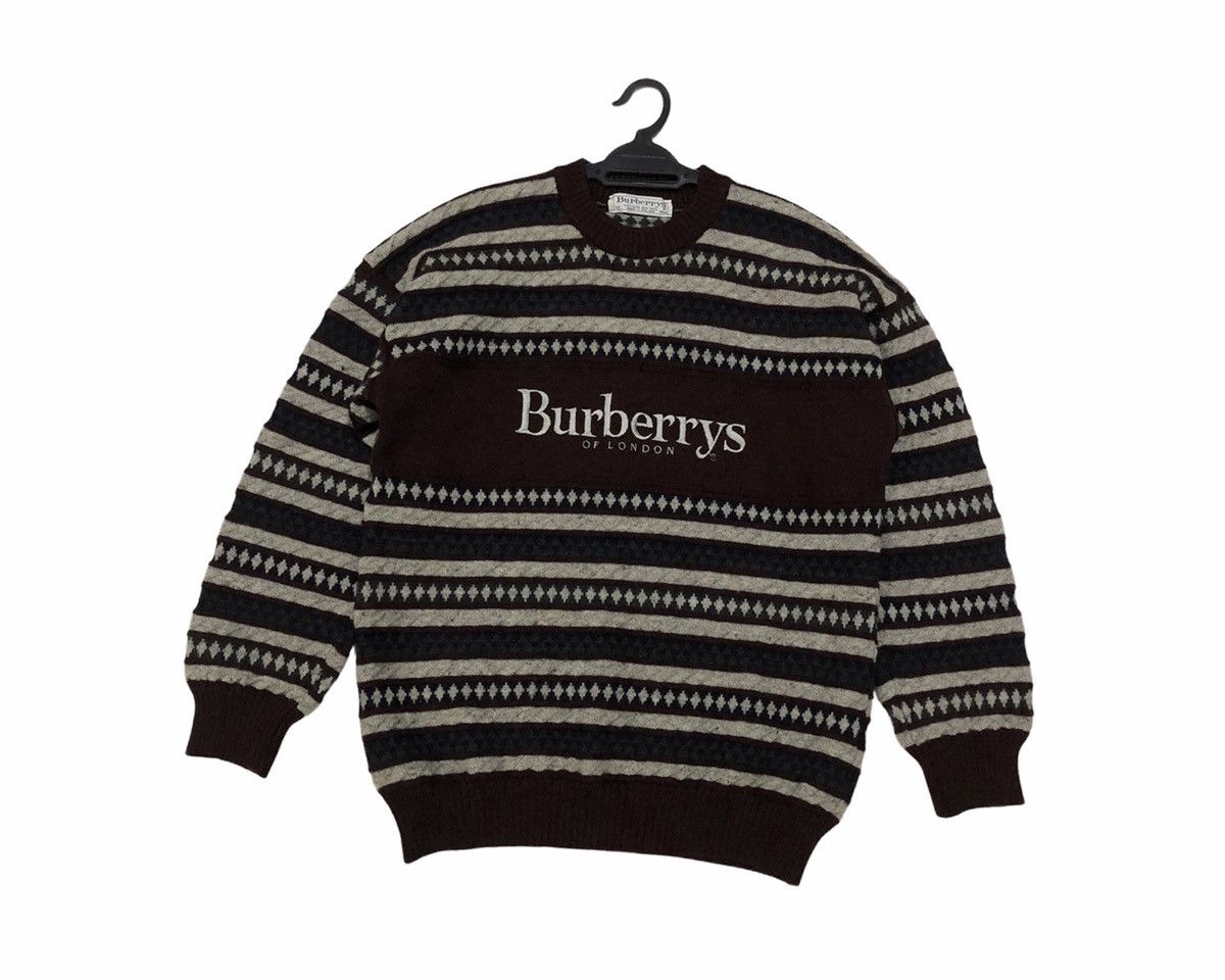 Burberry VTG Burberrys Embroidered Knitwear Pure New Wool Sweatshirt Size US L / EU 52-54 / 3 - 15 Thumbnail