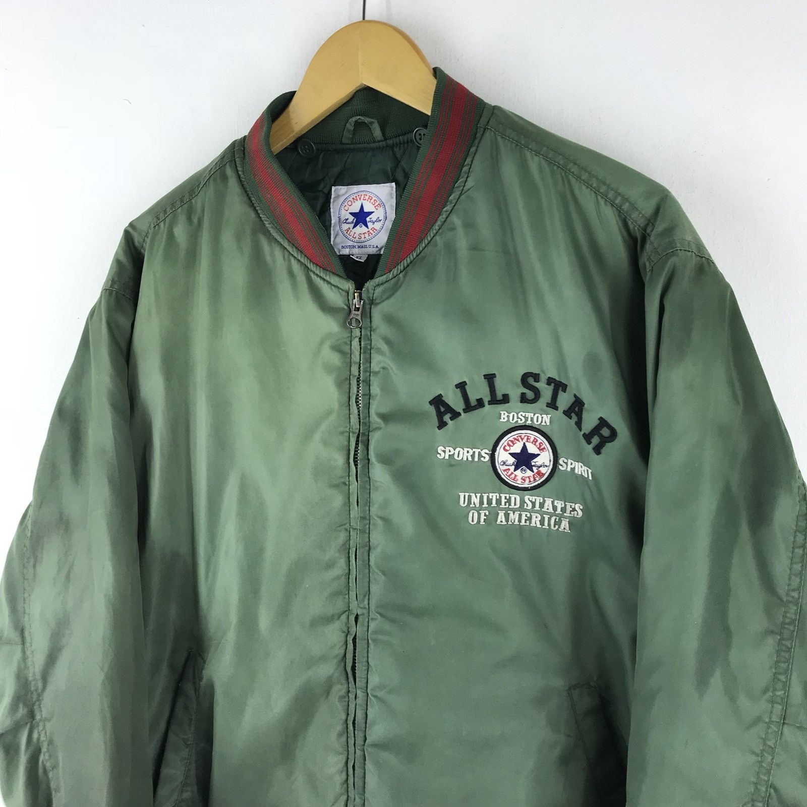 Japanese Brand × Vintage 🔥 Vintage Converse All Star Embroidery Satin Bomber Jacket Size US XL / EU 56 / 4 - 4 Thumbnail