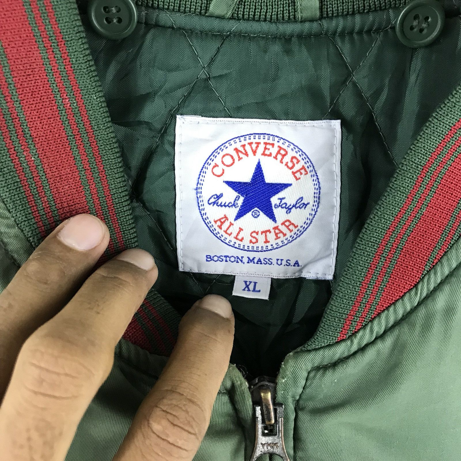 Japanese Brand × Vintage 🔥 Vintage Converse All Star Embroidery Satin Bomber Jacket Size US XL / EU 56 / 4 - 7 Thumbnail