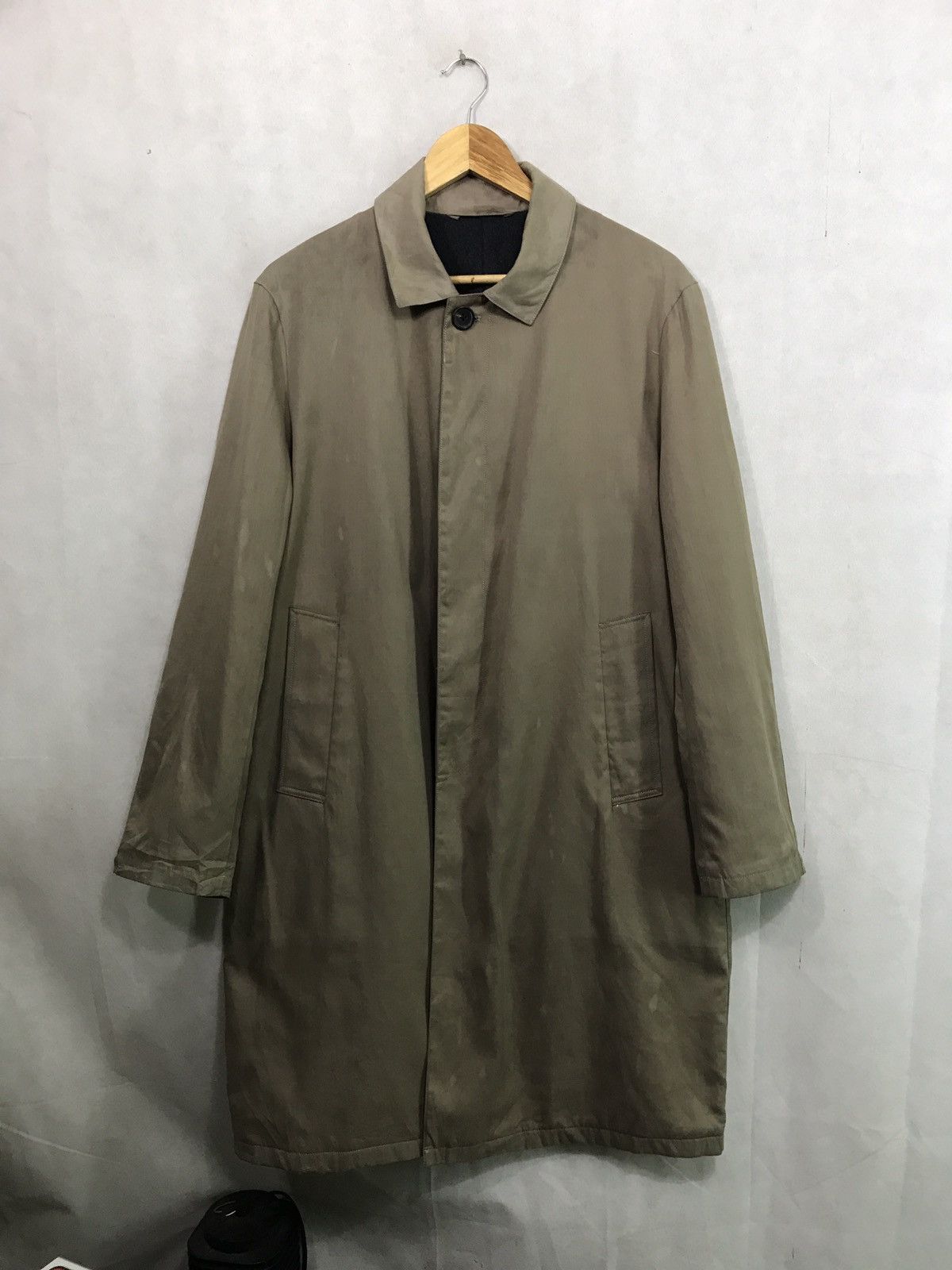 MARGARET HOWELL MEN OVERCOAT WOOL CASHMERE LINING