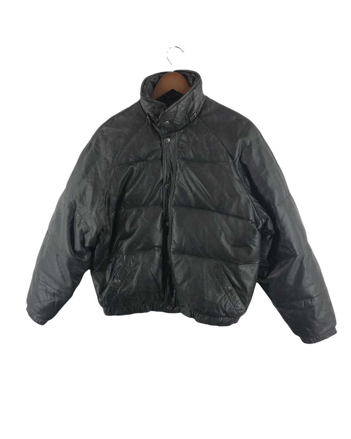 image of Genuine Leather x Leather G.s.c One Time Leather Down Jacket/puffer Jacket in Black (Size Medium)