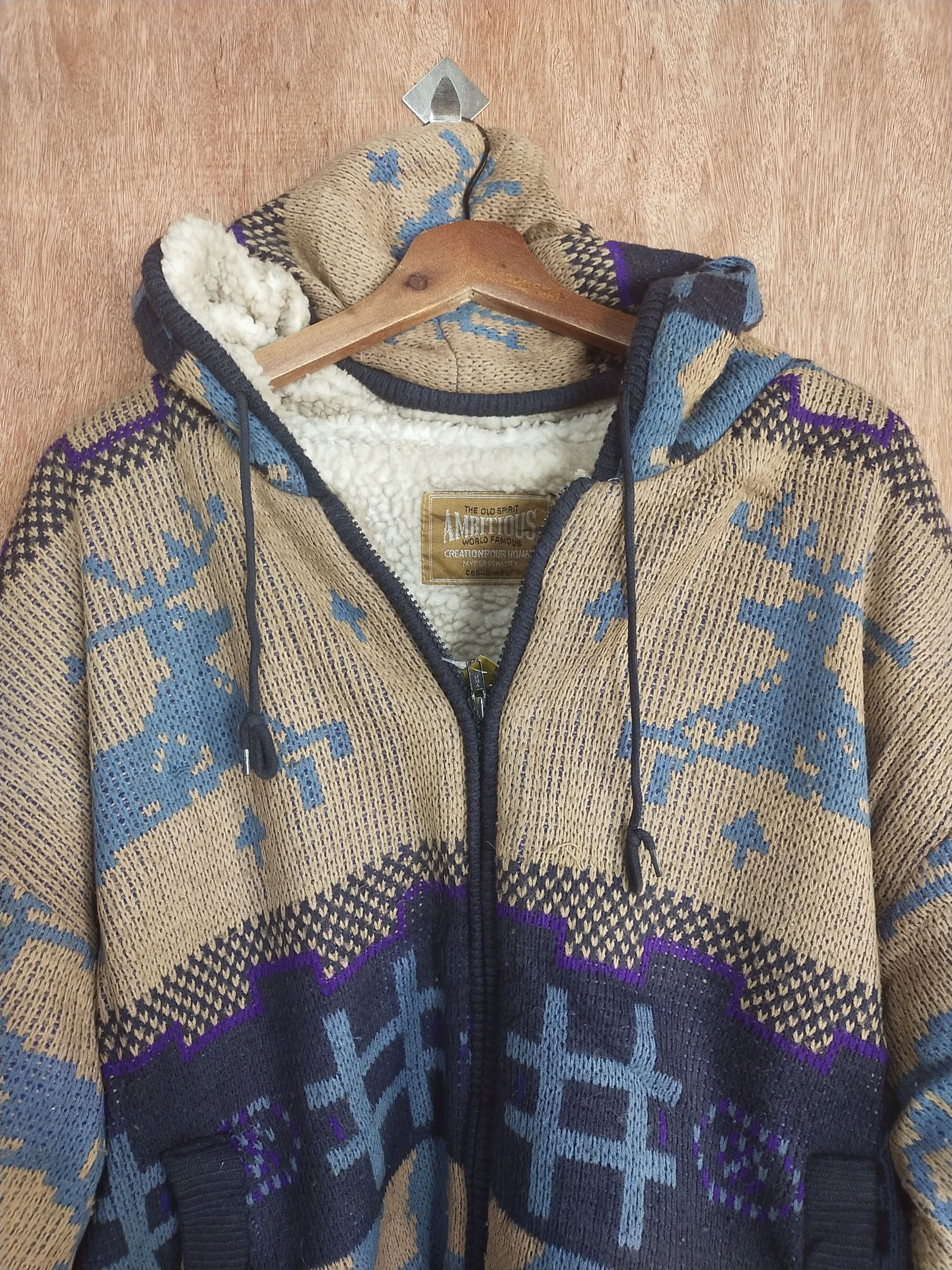 Vintage The Old Spirit Ambitious art winter sweater knitwear #S012 Size US L / EU 52-54 / 3 - 2 Thumbnail