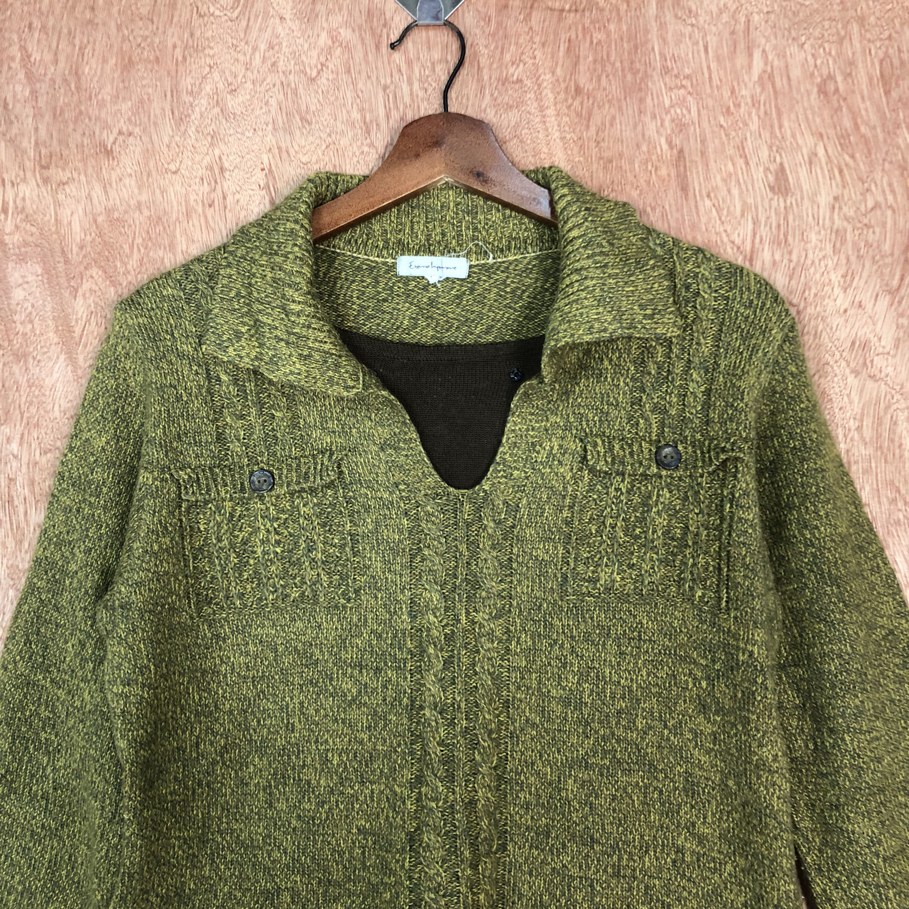 Homespun Knitwear × Japanese Brand × Vintage Ettero Improve Green Knitwear #6136 Size US S / EU 44-46 / 1 - 2 Thumbnail