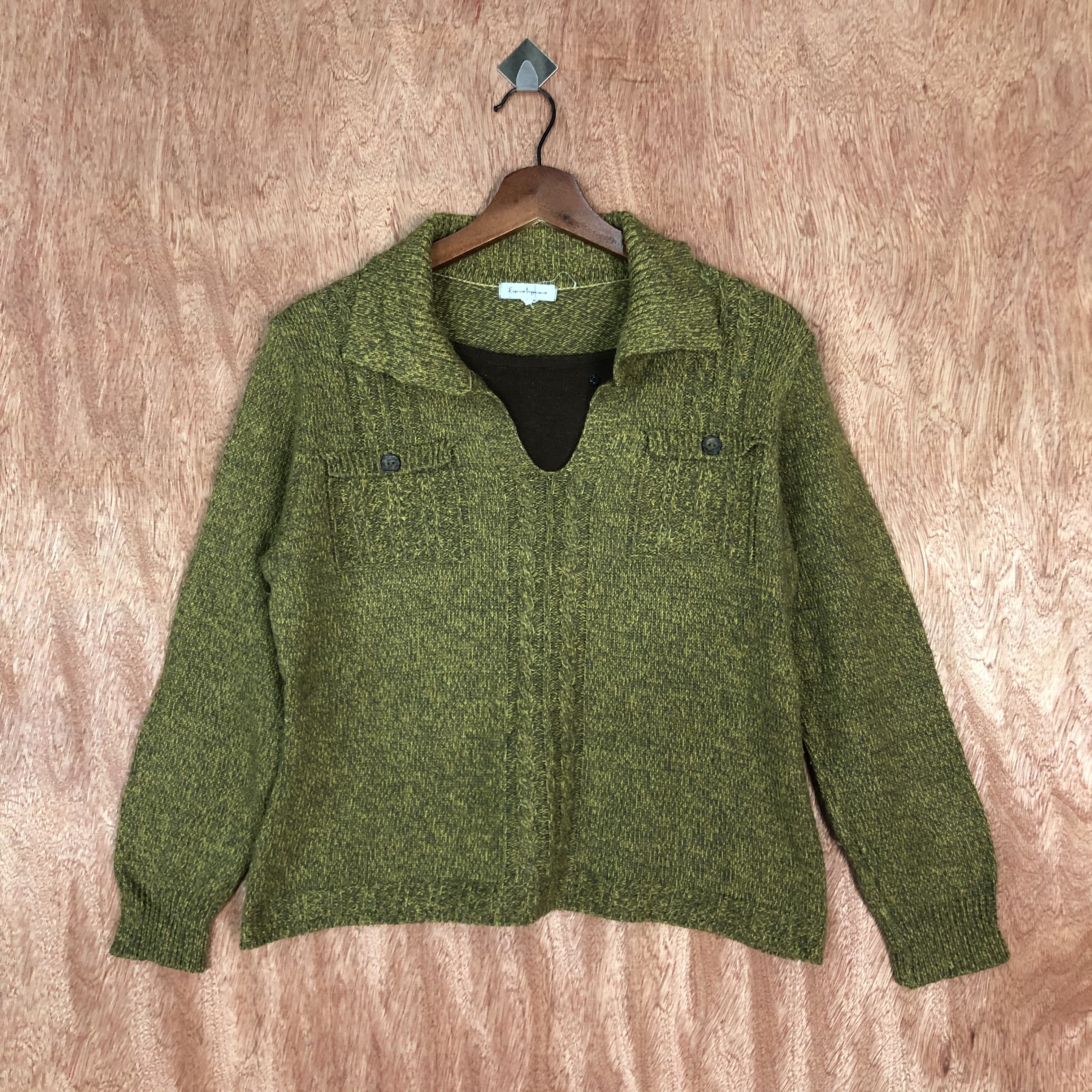 Homespun Knitwear × Japanese Brand × Vintage Ettero Improve Green Knitwear #6136 Size US S / EU 44-46 / 1 - 3 Thumbnail
