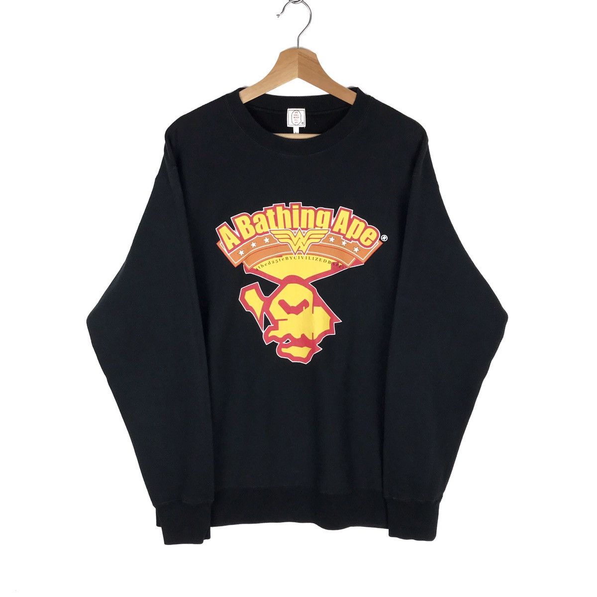 image of Og 2001 Bape Wonder Women Sweatshirt in Black, Men's (Size Large)