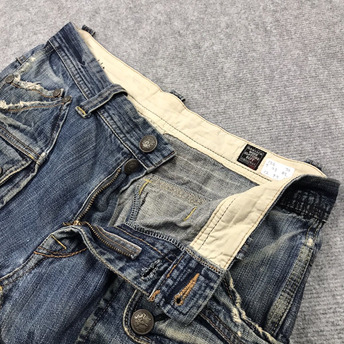 Japanese Brand FLARED DENIM BARTACK DISTRESSED JEANS PANTS 126 Size US 32 / EU 48 - 19 Thumbnail