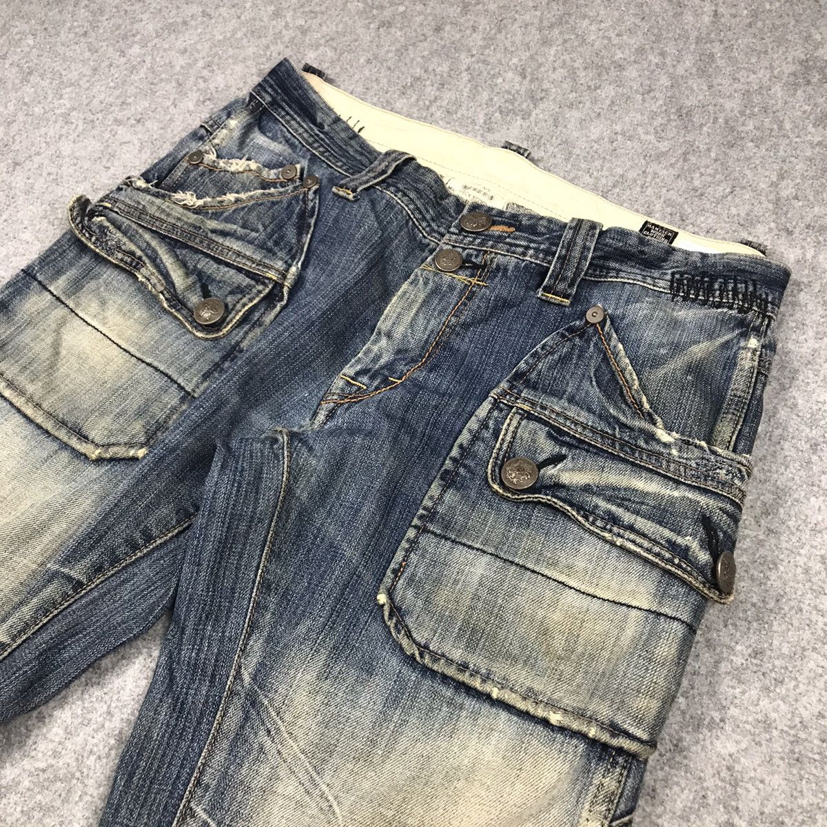 Japanese Brand FLARED DENIM BARTACK DISTRESSED JEANS PANTS 126 Size US 32 / EU 48 - 6 Thumbnail