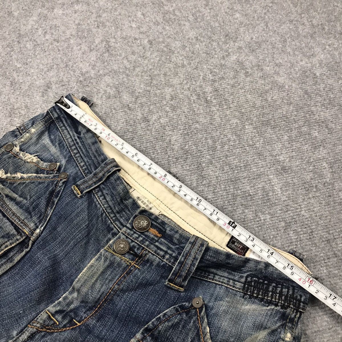 Japanese Brand FLARED DENIM BARTACK DISTRESSED JEANS PANTS 126 Size US 32 / EU 48 - 14 Thumbnail