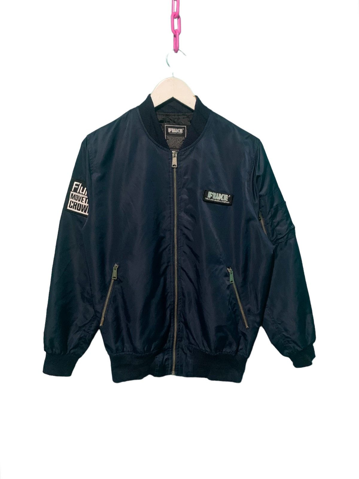 image of Fluke Move The Crowd Bomber Jacket in Dark Blue, Men's (Size Medium)
