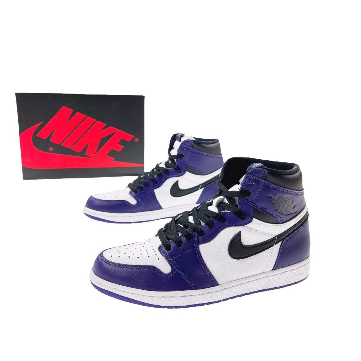 image of Nike Air Jordan 1 Retro High OG Court Purple Shoes, Men's (Size 9.5)