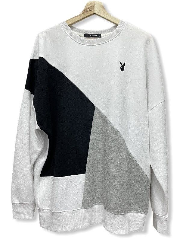 Playboy × Vintage PLAYBOY Spliced Drop Shoulder Oversized Sweater Size US L / EU 52-54 / 3 - 1 Thumbnail
