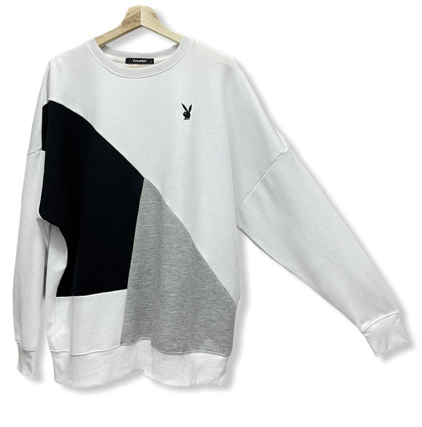 Playboy × Vintage PLAYBOY Spliced Drop Shoulder Oversized Sweater Size US L / EU 52-54 / 3 - 5 Thumbnail