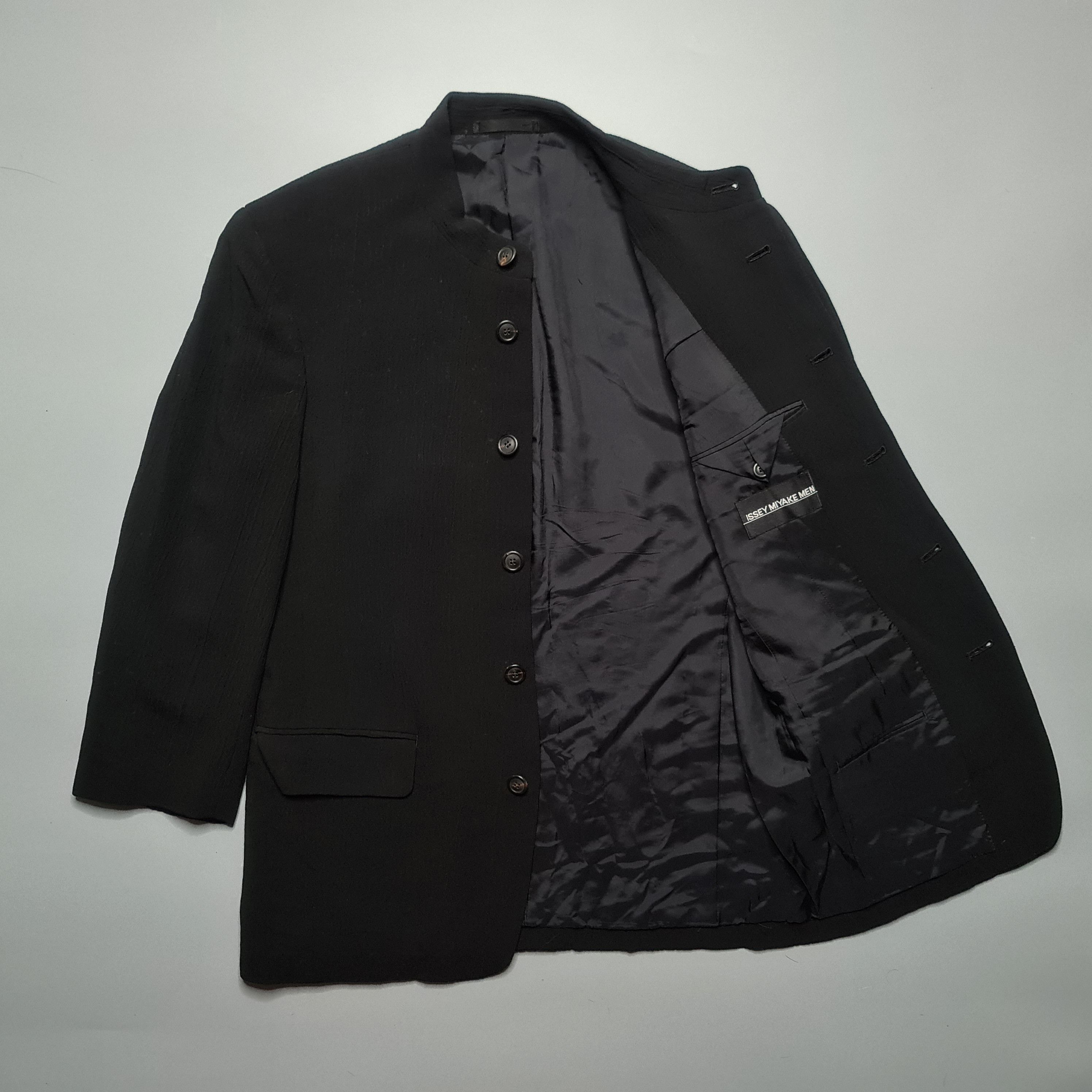 Issey Miyake Issey Miyake - SS99 Mandarin Collar Wrinkled Wool Suit Size 46R - 4 Thumbnail