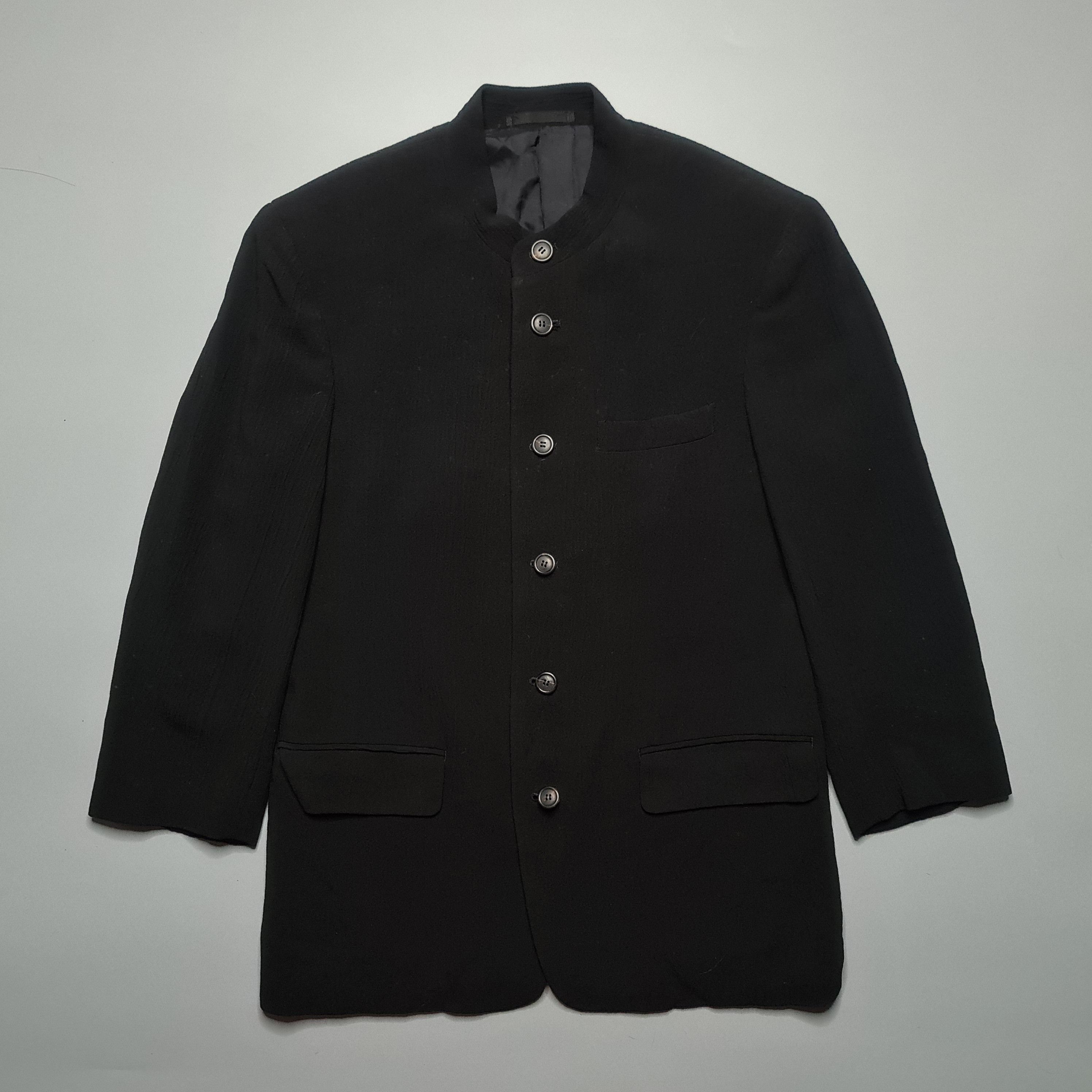 Issey Miyake Issey Miyake - SS99 Mandarin Collar Wrinkled Wool Suit Size 46R - 2 Thumbnail