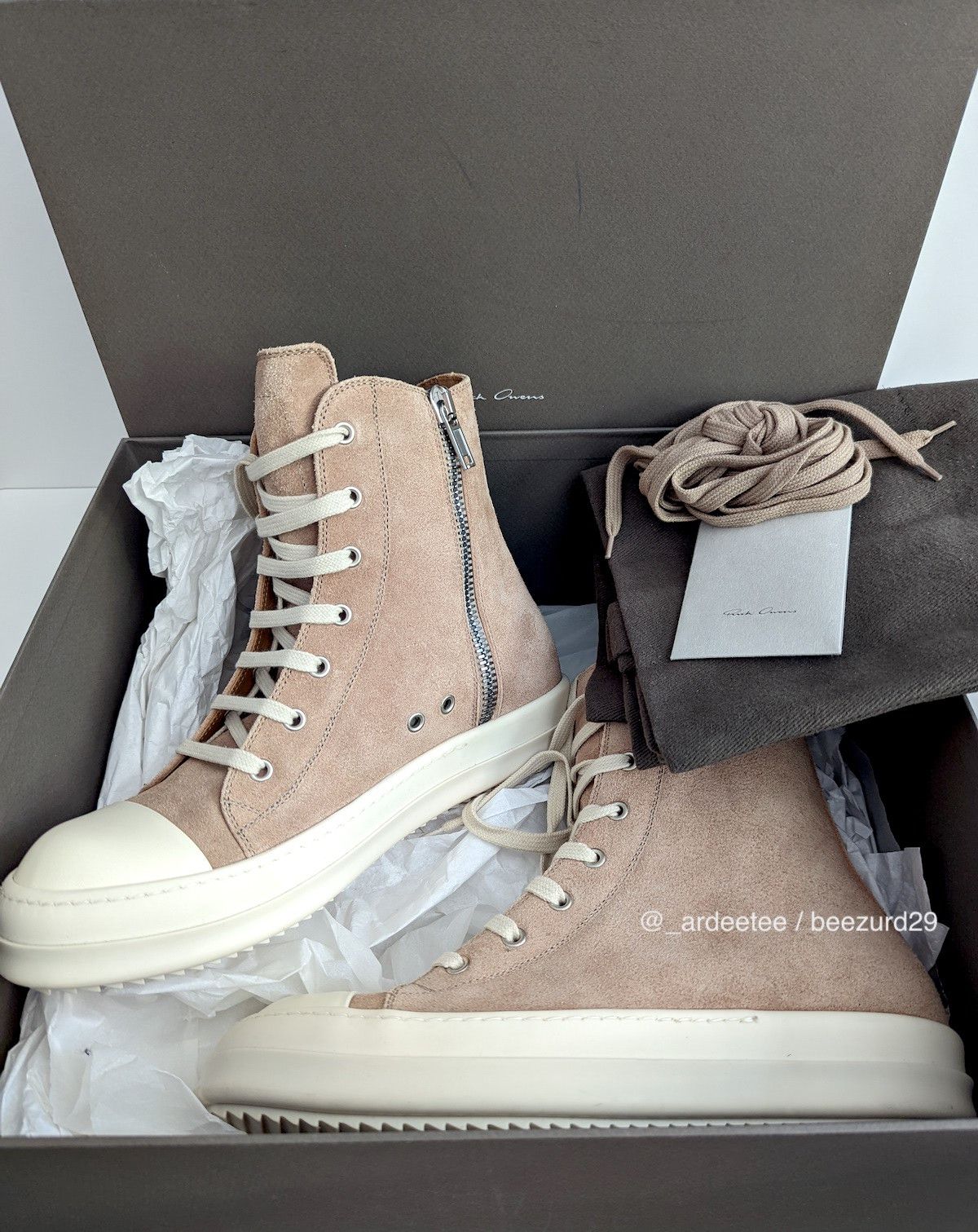 Rick Owens 💥1/1 UNRELEASED DARKFLESH LEATHER HIGH RAMONES Size US 9 / EU 42 - 12 Thumbnail
