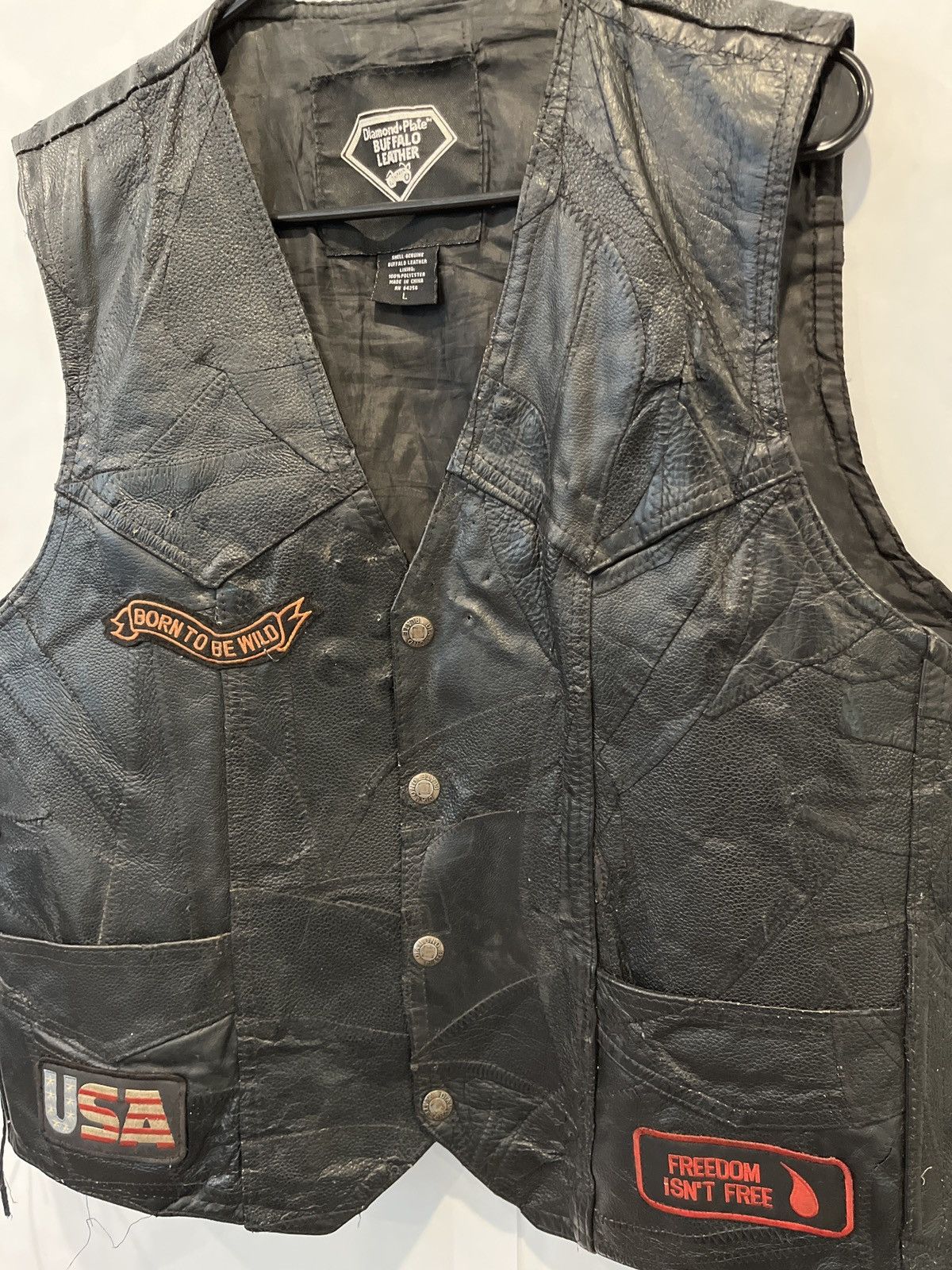 Leather × Vintage Vintage Y2K Buffalo Leather Biker Vest Size US L / EU 52-54 / 3 - 2 Thumbnail