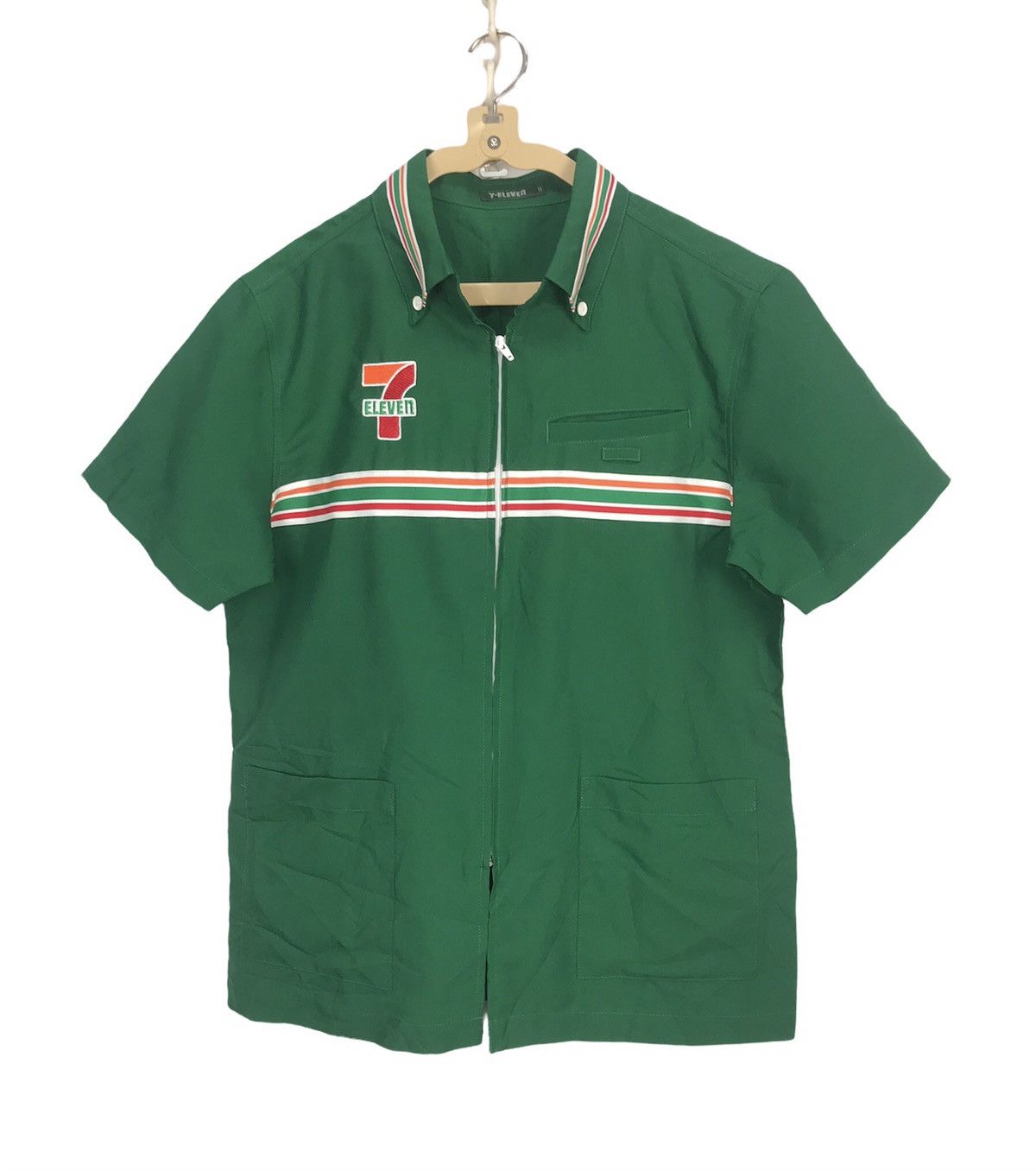 Japanese Brand × Vintage Vintage 7-eleven embroidered logo zipper short sleeve Size US M / EU 48-50 / 2 - 1 Thumbnail