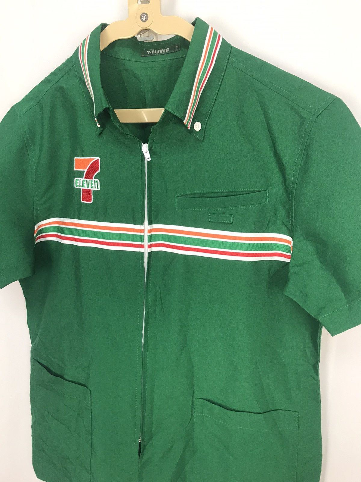 Japanese Brand × Vintage Vintage 7-eleven embroidered logo zipper short sleeve Size US M / EU 48-50 / 2 - 3 Thumbnail