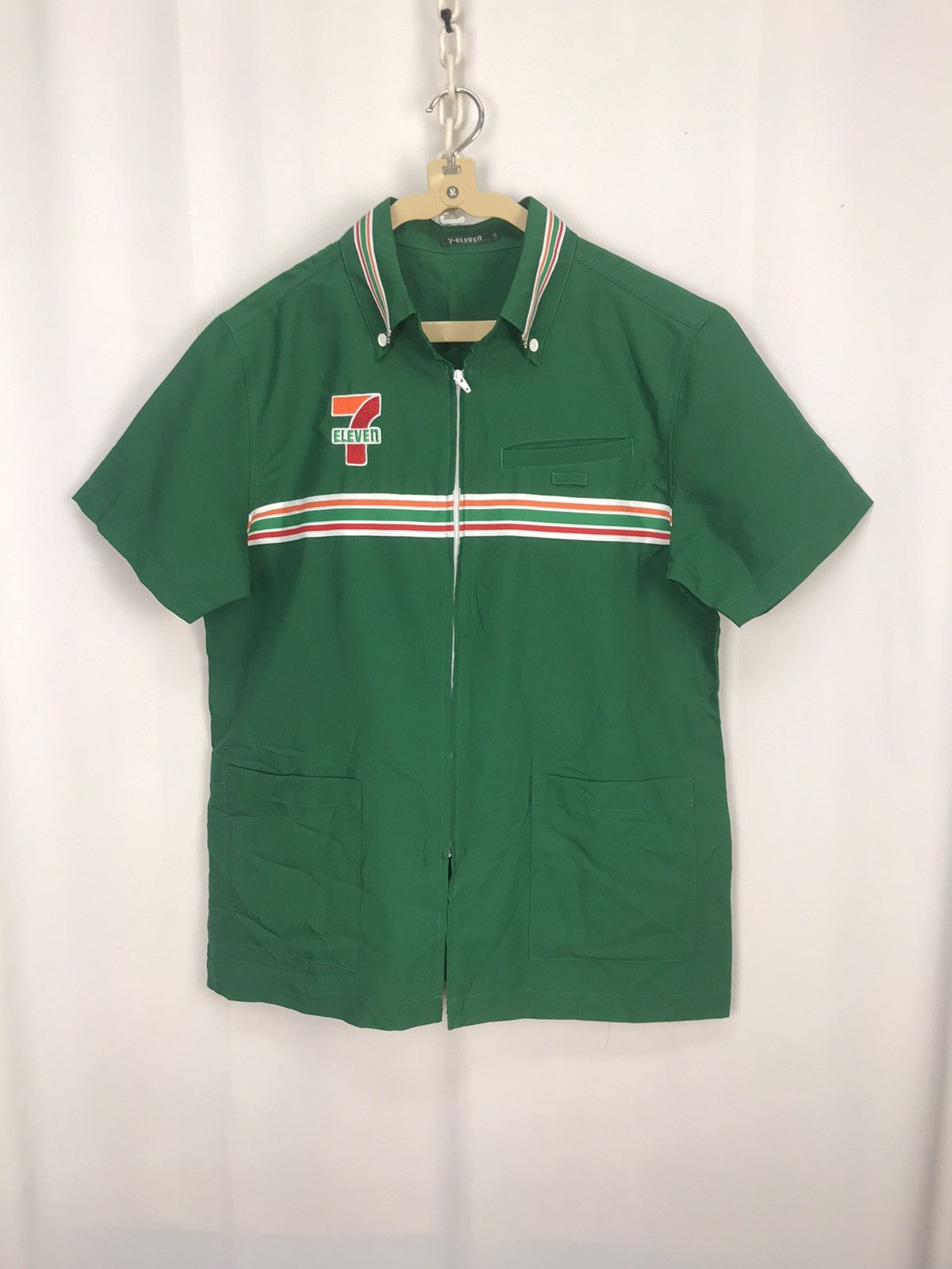 Japanese Brand × Vintage Vintage 7-eleven embroidered logo zipper short sleeve Size US M / EU 48-50 / 2 - 6 Thumbnail