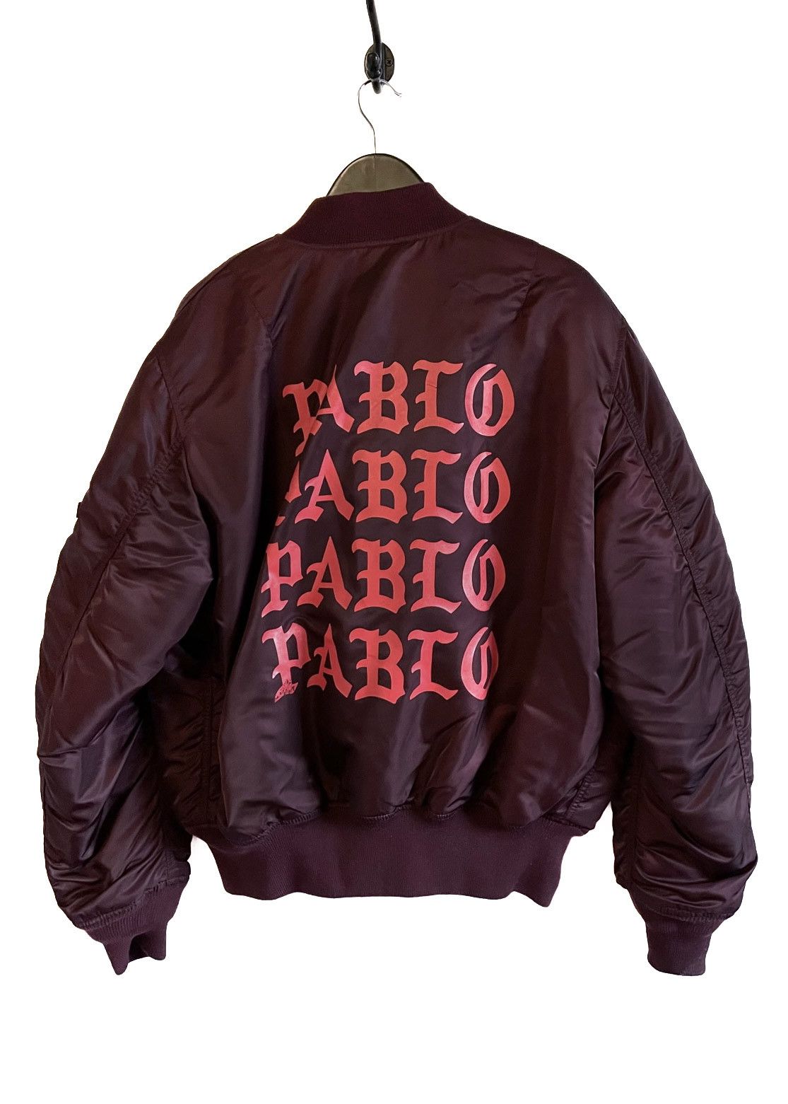 Pre-owned Kanye West The Life Of Pablo Burgundy Bomber Jacket