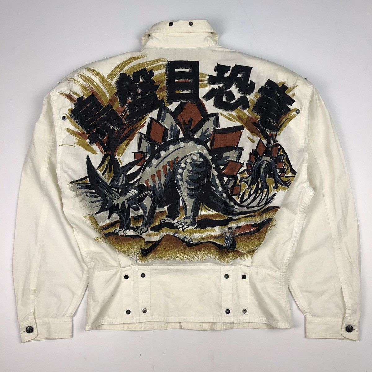 Japanese Brand × Kansai Yamamoto × Vintage Vintage KANSAI dinosaur handprinted art cross zipper jacket Size US S / EU 44-46 / 1 - 3 Thumbnail