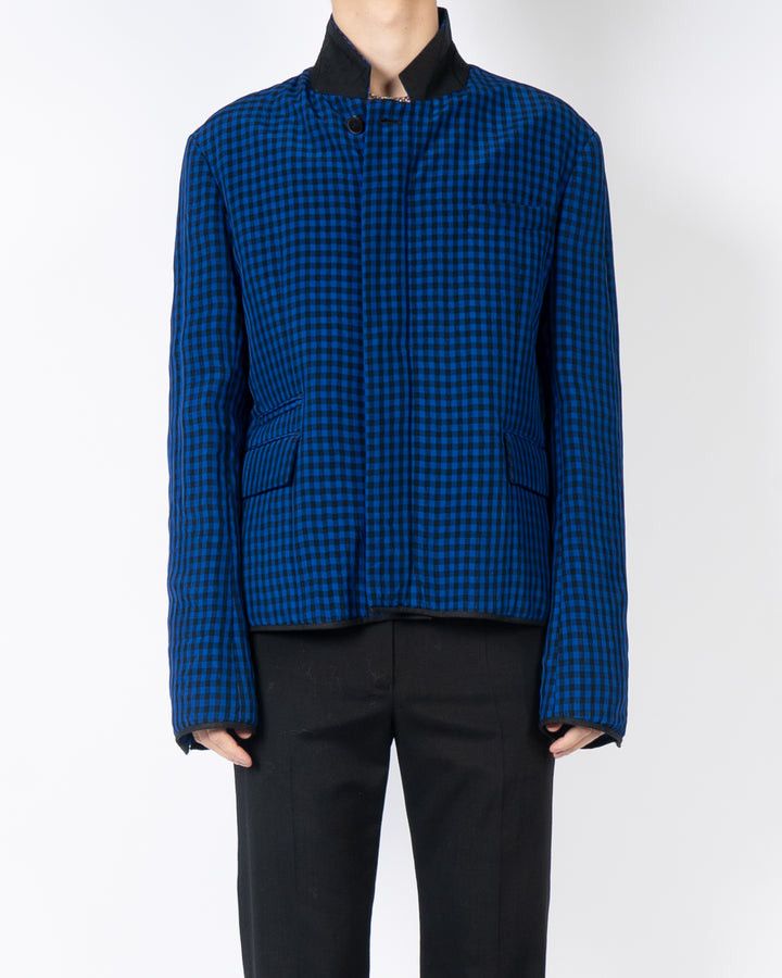 Haider Ackermann SS19 Checked Blue Padded Silk Jacket Size US L / EU 52-54 / 3 - 1 Thumbnail