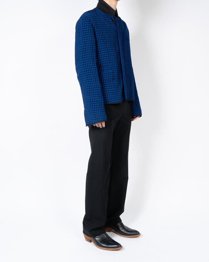 Haider Ackermann SS19 Checked Blue Padded Silk Jacket Size US L / EU 52-54 / 3 - 2 Thumbnail