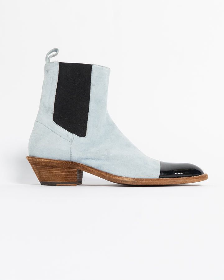 image of Haider Ackermann Ss20 Patent Toe Leather Boots 1 Of 1 Sample in Blue, Men's (Size 11)