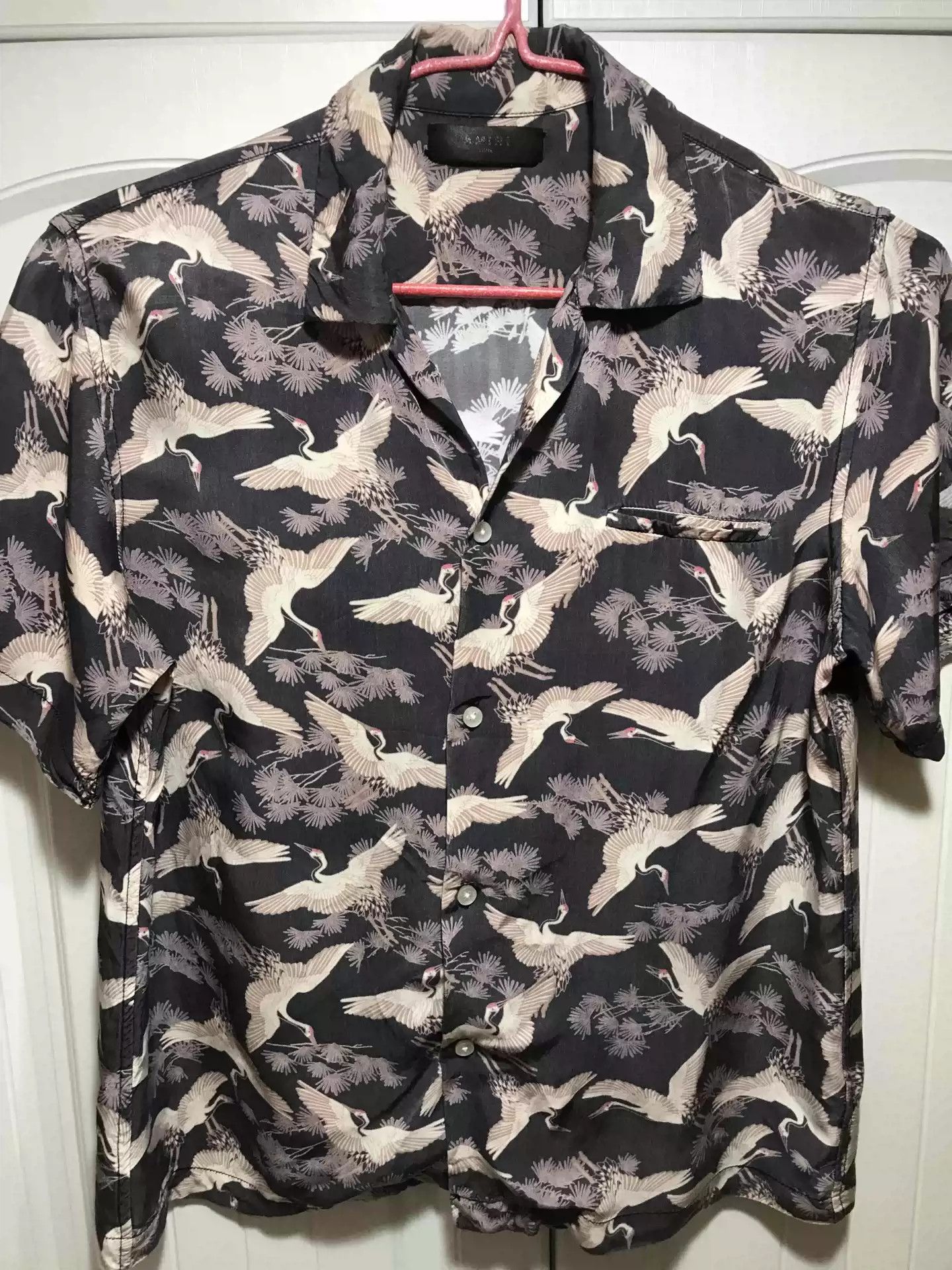 image of Amiri Crane Short Sleeves Shirt in Black, Men's (Size Medium)