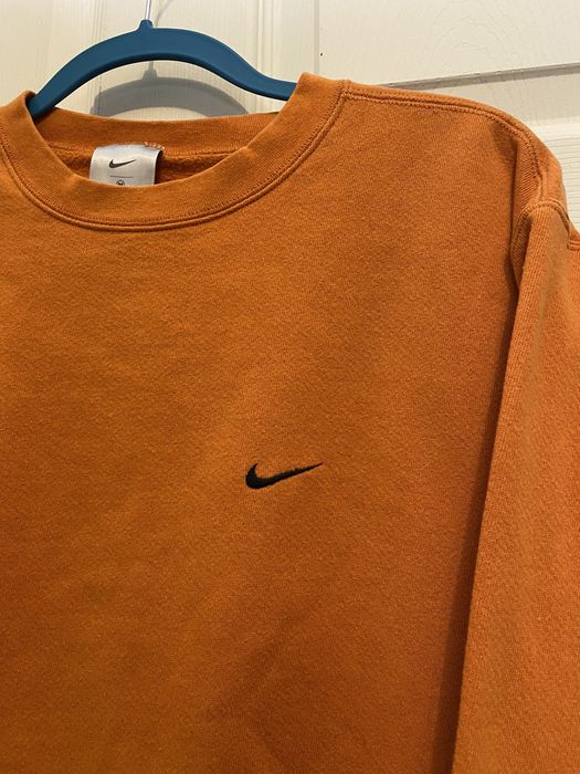 Nike Vintage Orange Nike Small Swoosh Crewneck | Grailed