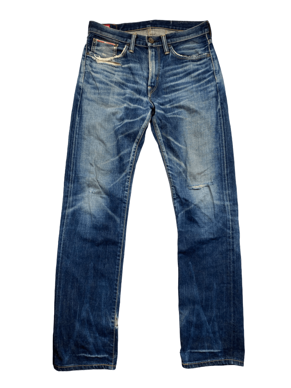 Image of Distressed Vintage Edwin Selvedge Jeans in Blue Distressed, Men's (Size 33)